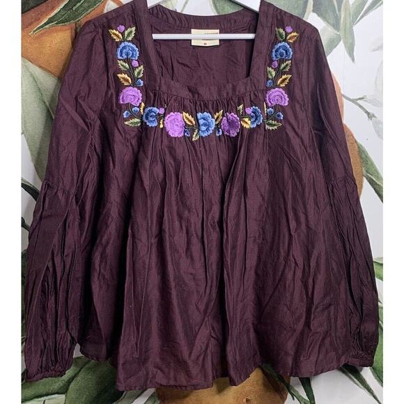 Samant Chauhan Womens Medium Purple Embroidered Swing Blouse Long Sleeve - Picture 2 of 7